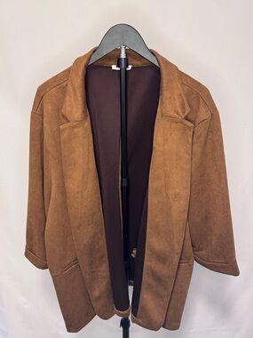 Maurices Brown Suede Open Blazer Jacket